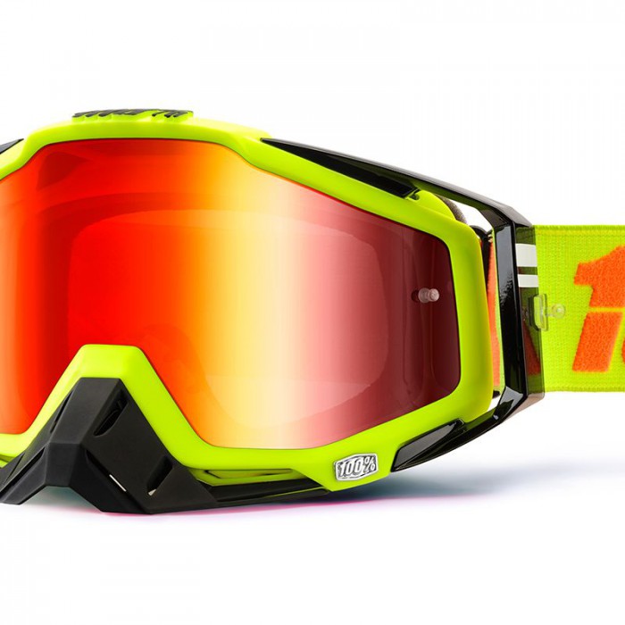 LUNETTES MASQUE 100% RACECRAFT ATTACK JAUNE ECRAN MIROIR ROUGE